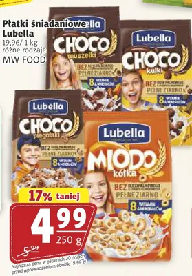 Płatki śniadaniowe Miodo kółka Lubella promocja w Prim Market