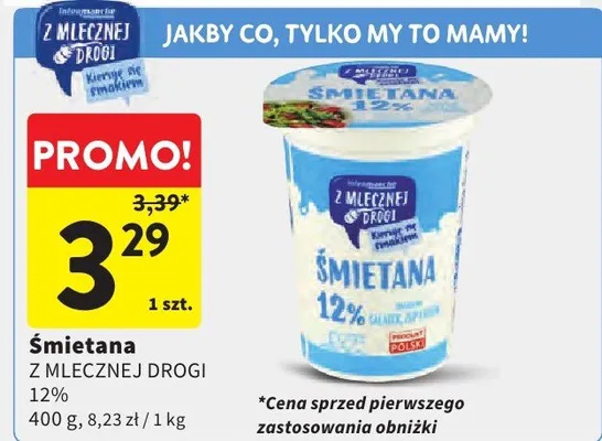 Śmietana 12% promocja w Intermarche