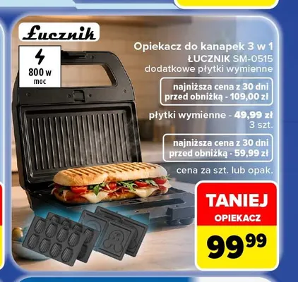 Opiekacz do kanapek 3 w 1 Łucznik SM-0515 promocja w Carrefour