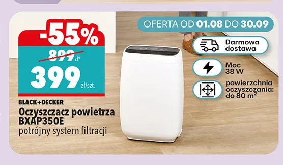 Oczyszczacz powietrza BXAP350E potrójny system filtracji Black+Decker promocja w Biedronka