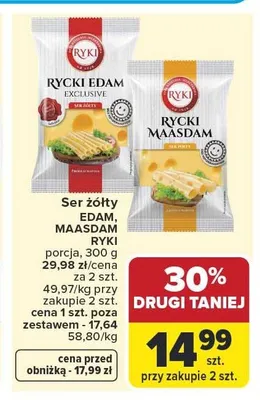 Ser żółty Rycki Maasdam promocja w Carrefour