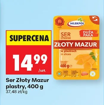 Ser Złoty Mazur w plastrach Mlekpol promocja w Biedronka