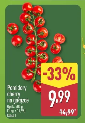 Pomidory cherry na gałązce promocja w Aldi
