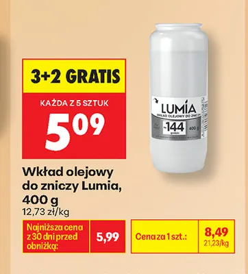 Wkład olejowy do zniczy Lumia promocja w Biedronka