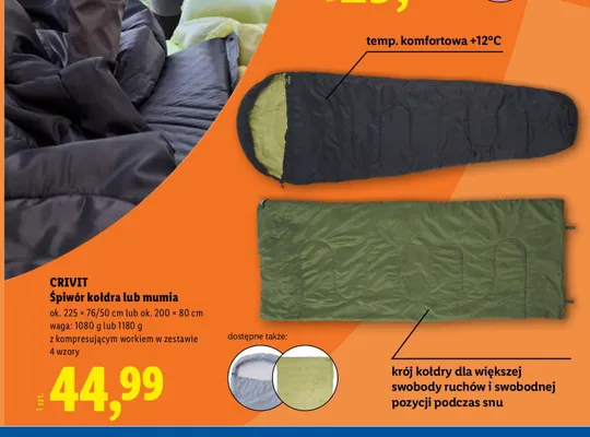 Śpiwór mumia CRIVIT promocja w Lidl