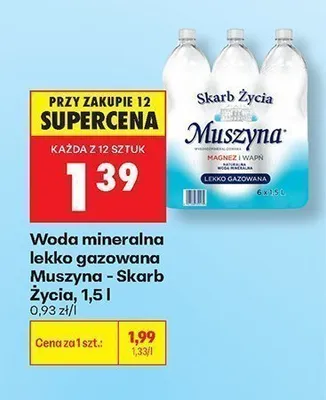 Woda mineralna lekko gazowana Muszyna Skarb Życia promocja w Biedronka