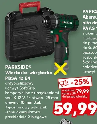 Wiertarko-wkrętarka akumulatorowa Parkside PBSA 12 E4 promocja w Kaufland