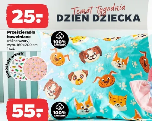 Prześcieradło bawełniane wym. 160x200cm promocja w Netto