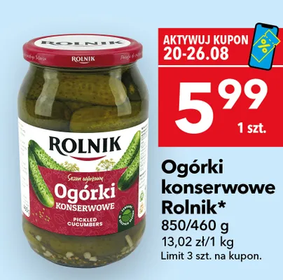 Ogórki konserwowe Rolnik promocja w LEWIATAN