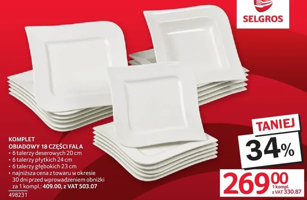 Komplet obiadowy KOMPLET OBIADOWY 18 CZĘŚCI FALA promocja w Selgros