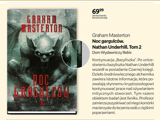 Książka Noc gargulców. Nathan Underhill. Tom 2 Graham Masterton promocja w Empik