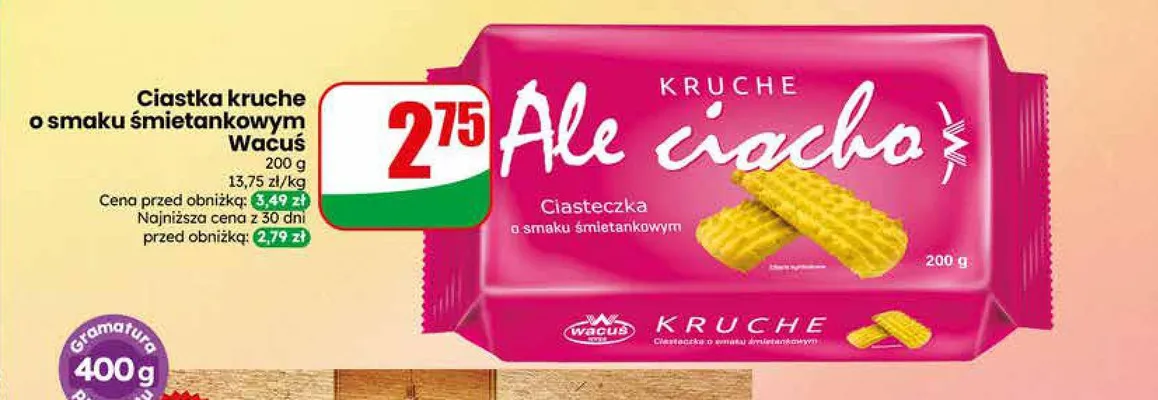 Ciastka kruche o smaku śmietankowym Wacuś promocja w Dino