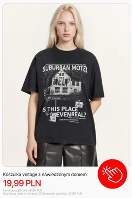 Koszulka vintage z nawiedzonym domem Cropp promocja w Cropp