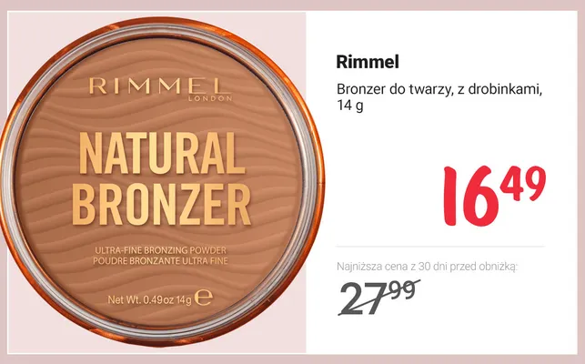 Bronzer do twarzy z drobinkami Rimmel promocja w Rossmann