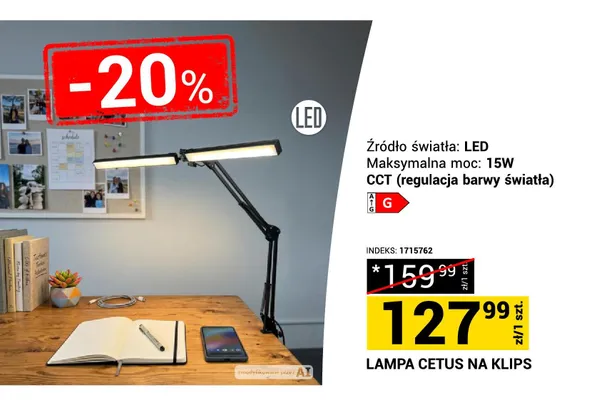 Lampa Cetus na klips LED 15W promocja w Merkury Market