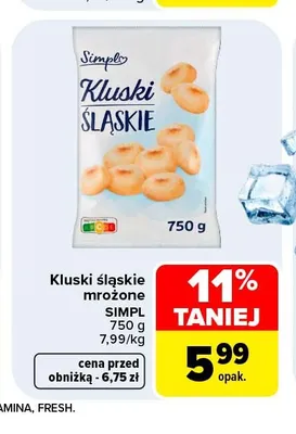 Kluski śląskie mrożone Simply promocja w Carrefour Market