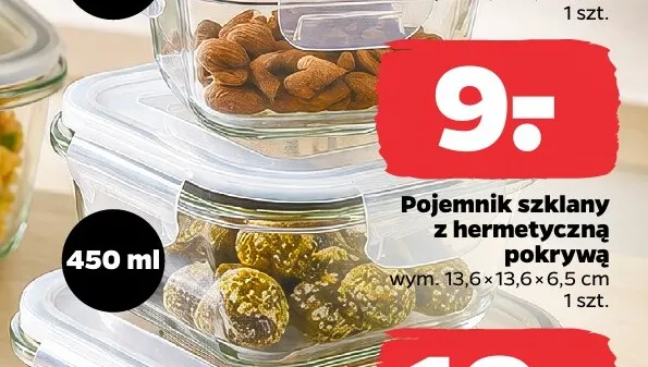 Pojemnik szklany z hermetyczną pokrywą Fresh 450 ml promocja w Netto
