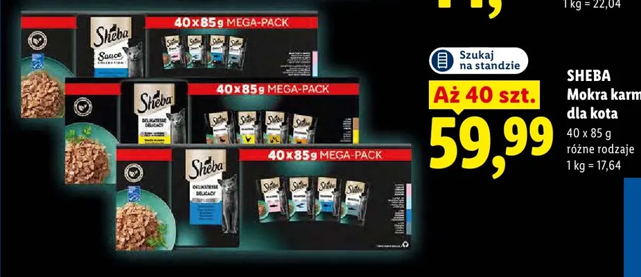 Mokra karma dla kota Sheba Sauce Collection 40-pak 85 g promocja w Lidl