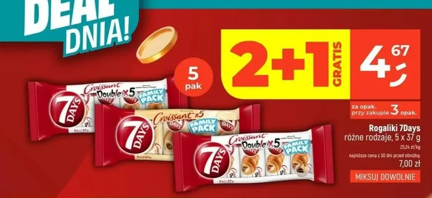 Rogaliki 7Days Croissant Double 5-pak 37 g promocja w Dealz