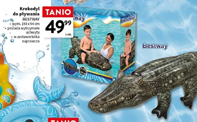 Krokodyl do pływania BESTWAY wym. 193x94cm promocja w Intermarche