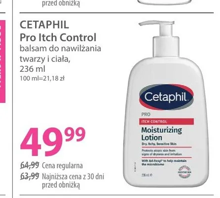 Balsam do nawilżania twarzy i ciała Cetaphil Pro Itch Control promocja w Hebe