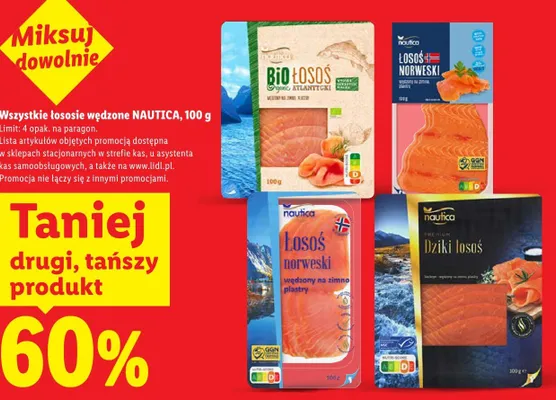 Łosoś wędzony drugi tańszy -60% promocja w Lidl