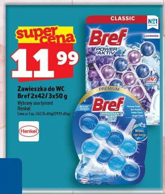 Zawieszka do WC Bref Power Aktiv 3-pak 50 g promocja w TOPAZ