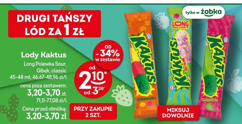 Lody Long Polewka Sour, Gibek, classic promocja w Żabka