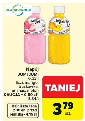Napój liczi, mango, truskawka, ananas, melon promocja w Carrefour Market