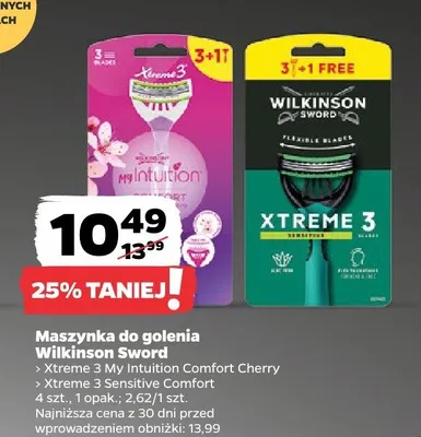 Maszynka do golenia Wilkinson Sword Xtreme 3 Sensitive Comfort promocja w Netto
