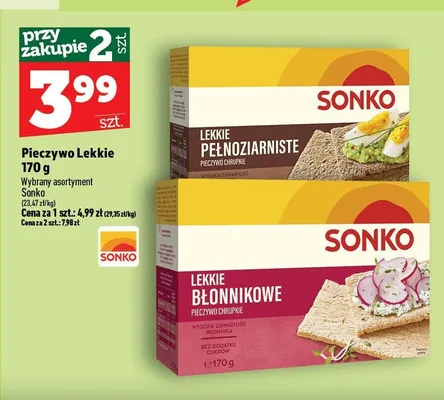 Pieczywo lekkie pełnoziarniste Sonko promocja w TOPAZ