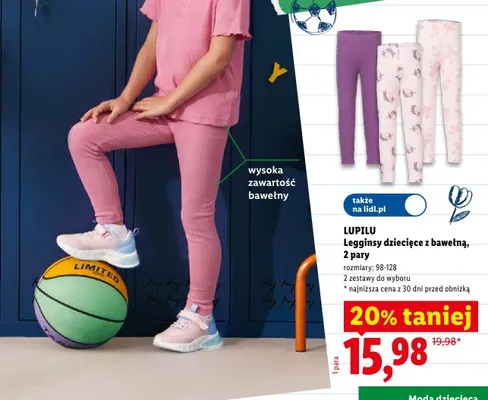 Legginsy dziecięce z bawełną Lupilo 2-pak promocja w Lidl