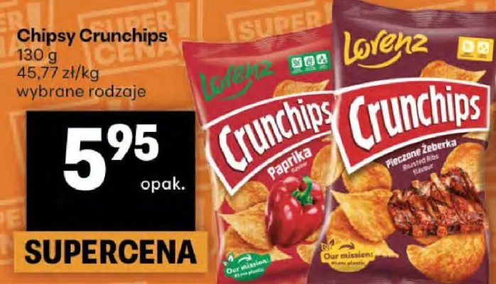 Chipsy Crunchips wybrane rodzaje promocja w Delikatesy Centrum