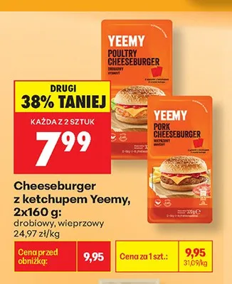 Cheeseburger wieprzowy z ketchupem Yeemy promocja w Biedronka