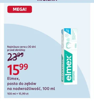 Pasta do zębów na nadwrażliwość Elmex promocja w Rossmann