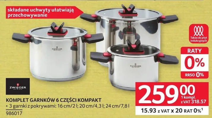 Komplet garnków 6 części Kompakt Zwieger promocja w Selgros