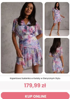 Sukienka kopertowa w kwiaty w eterycznym stylu Renee promocja w Renee