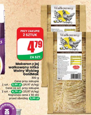 Makaron z jaj wałkowany nitka promocja w Dino