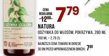 Odżywka do włosów pokrzywa Natura promocja w Drogerie Natura