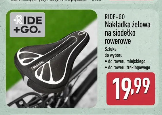 Nakładka żelowa na siodełko rowerowe do roweru trekingowego Ride+Go promocja w Aldi