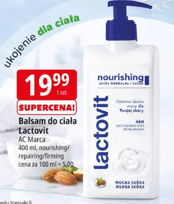 Balsam do ciała Lactovit nourishing promocja w Leclerc