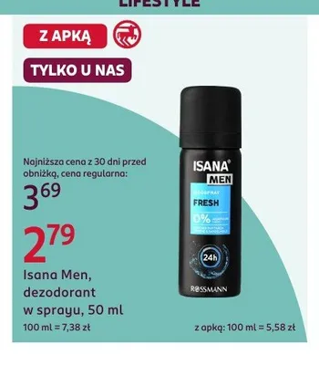 Dezodorant w sprayu Isana Men Fresh promocja w Rossmann