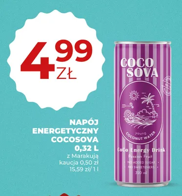 Napój energetyczny Coco Sova z marakują promocja w Duży Ben