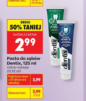 Pasta do zębów Dentix Extra White promocja w Biedronka
