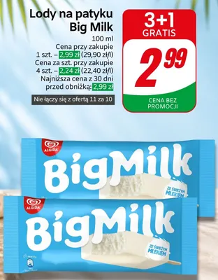 Lody marakuja Algida big milk promocja w Dino