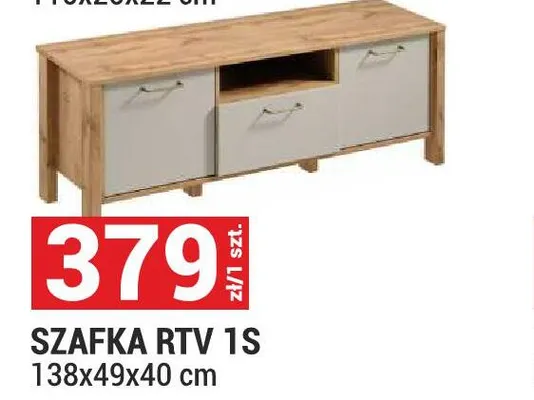 Szafka RTV 1S System Indygo dąb wotan/beige 138x49x40cm promocja w Merkury Market
