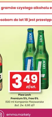 Piwo bezalkoholowe Lech Free 0% promocja w emma MARKET