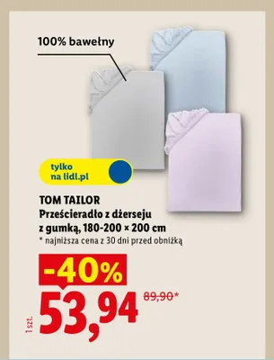 Prześcieradło z dżerseju z gumką Tom Tailor 180-200x200 cm promocja w Lidl