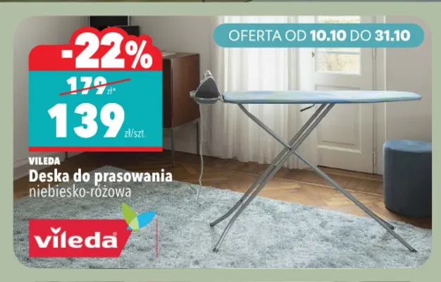 Deska do prasowania niebiesko-różowa Vileda promocja w Biedronka Home