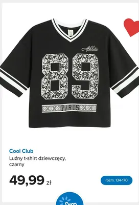 T-shirt dziewczęcy Cool Club luźny czarny promocja w Smyk